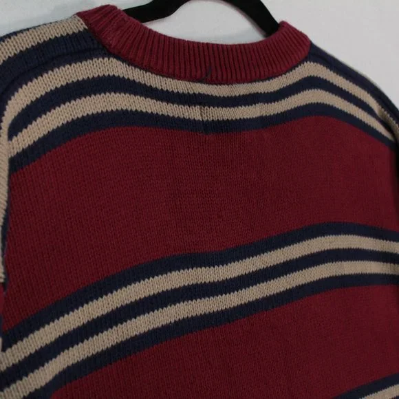 Vintage Eddie Bauer Sweater Men's Medium Red Long Sleeve Striped - Picture 10 of 12